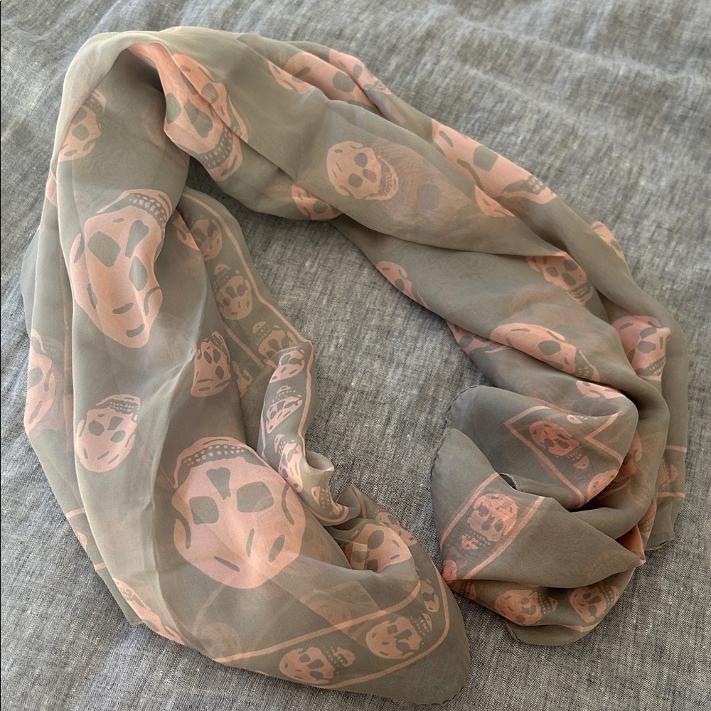 Alexander McQueen Pink and Gray Silk Scarf